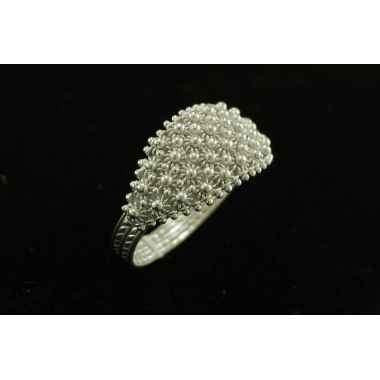 Anillo de oro de filigrana sarda 750%, rodio blanco apaciguado, 4 hilos