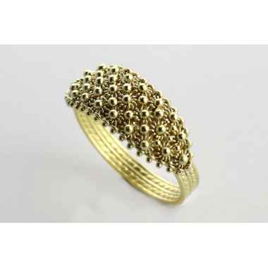 Anillo de filigrana sarda en amarillo oro 3 hilos nido