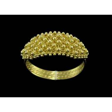 Fede sarda filigrana in oro giallo 3 fili nido fronte