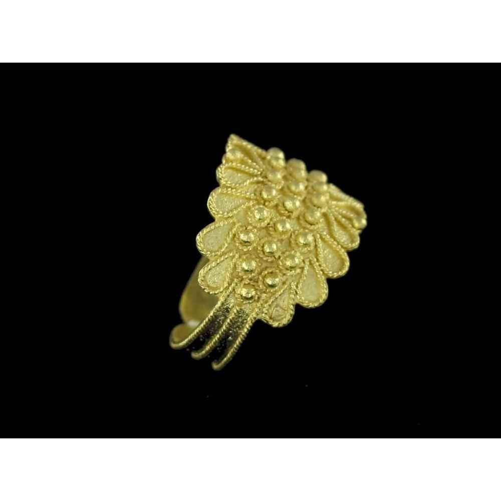 Fedina sarda filigrana oro foglia 3 fili lato