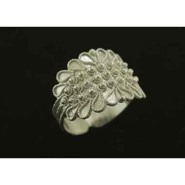 Fede sarda oro bianco filigrana a foglia lato