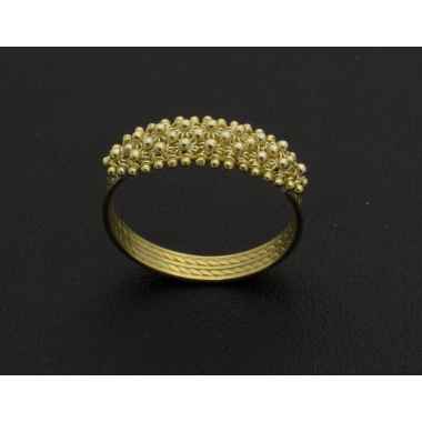Anillo de Cerdeña, panal, amarillo filigrana de oro, 2 hilos