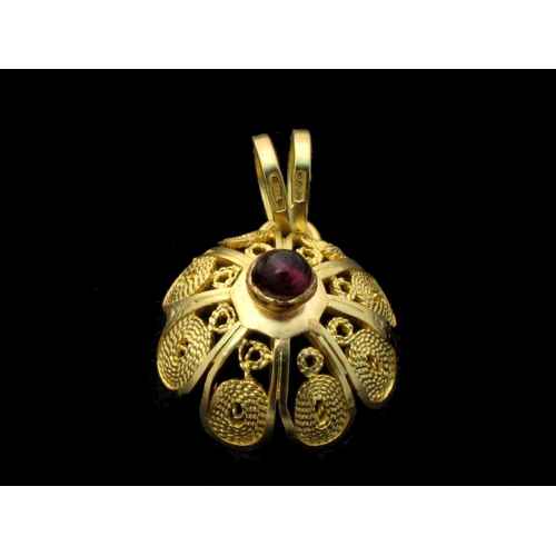 Ciondolo bottone filigrana sarda oro 18 kt 