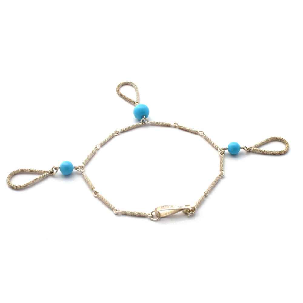Bracciale gocce di filigrana sarda argento con turchese 